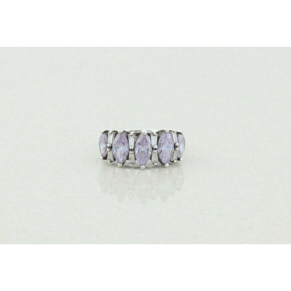 Sterling Silver Purple and White CZ Ring Size 7 1/4 - Picture 5 of 8